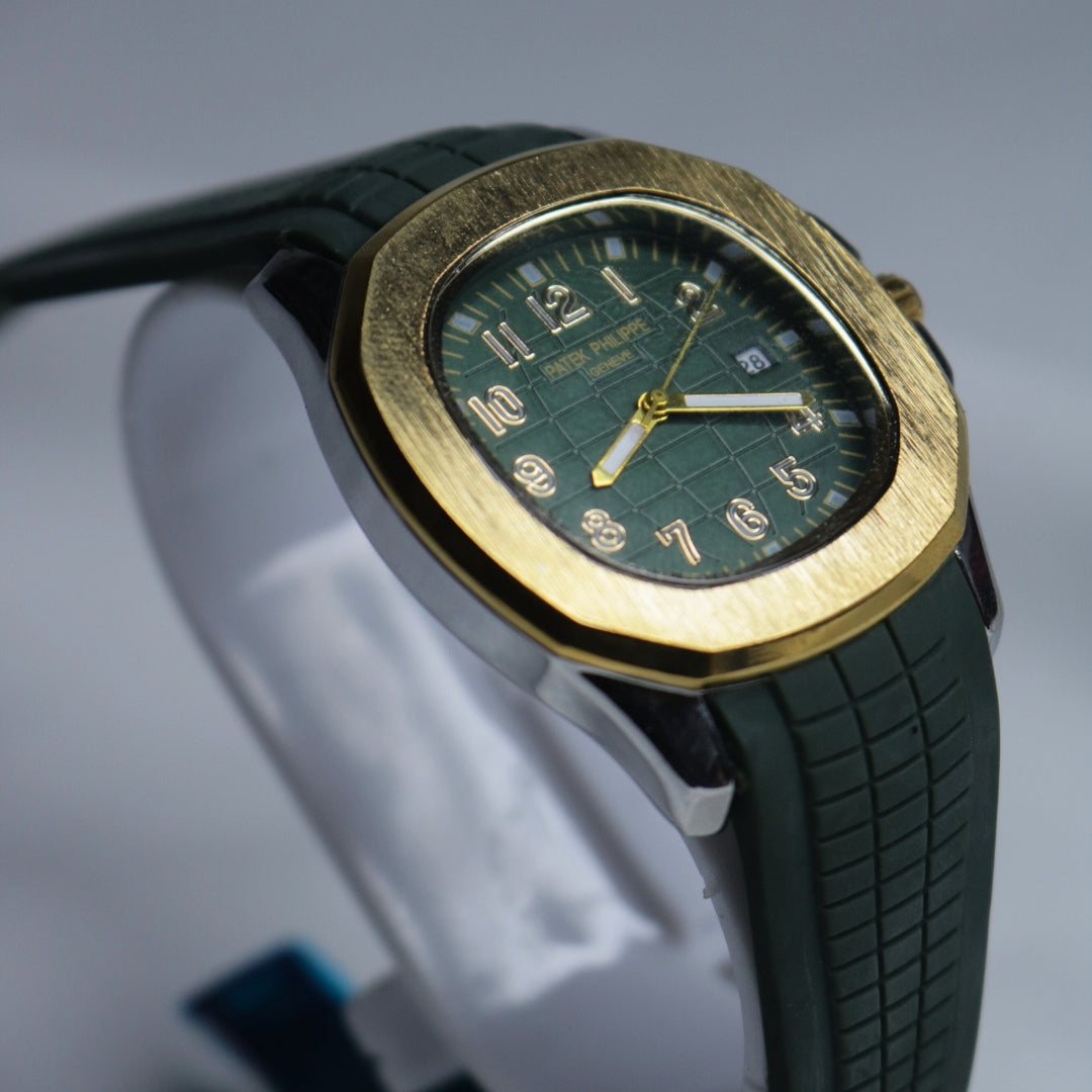 Men's Watch: Green Straps with Green  Dial and Gold Ring