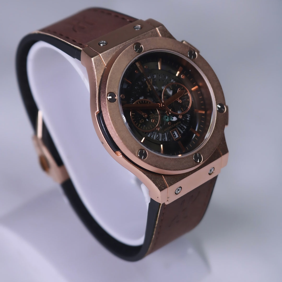 Hublot Men's Watch: Brown Straps with Black shining dial