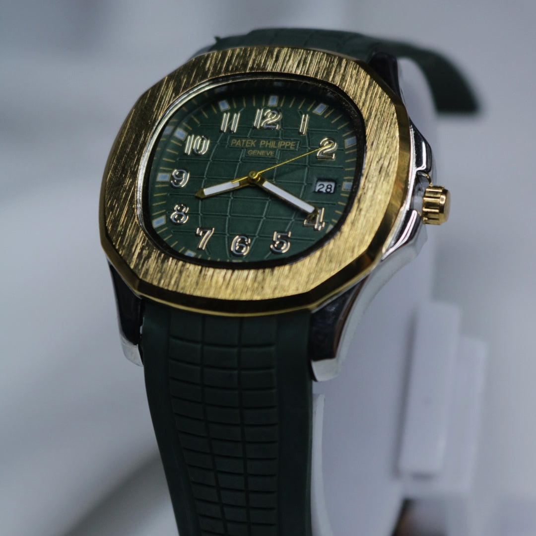 Men's Watch: Green Straps with Green  Dial and Gold Ring