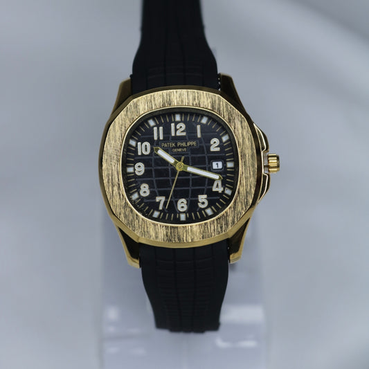 Patek silicon black band with golden dial
