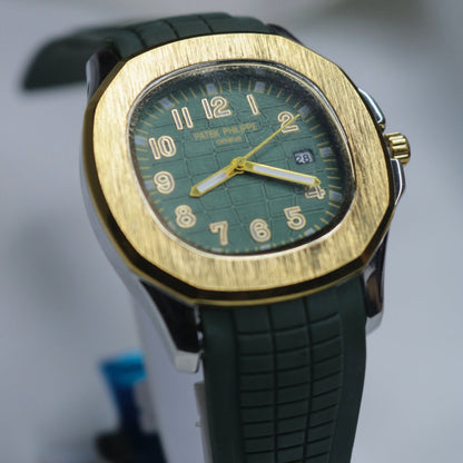 Men's Watch: Green Straps with Green  Dial and Gold Ring