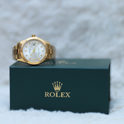 Rolex Furnish Men's Watch Silver Dial in Full Gold: Classic Elegance