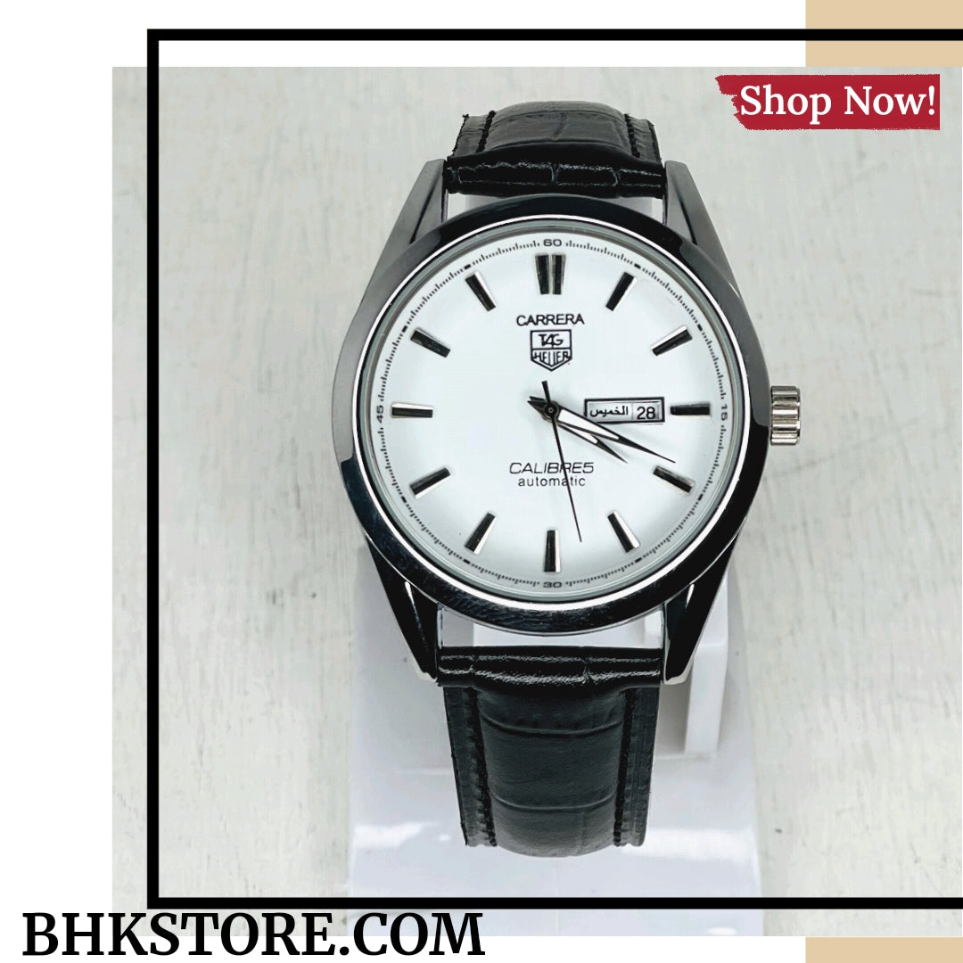 TAG Heuer Calibre5 Black Strap With White Dial