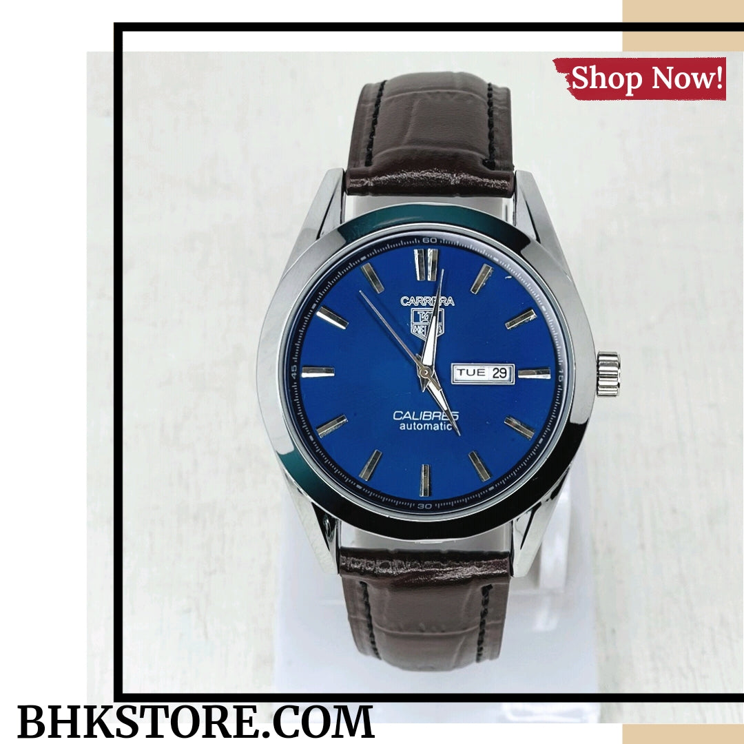 TAG Heuer Calibre5 Brwon Strap With Blue Dial