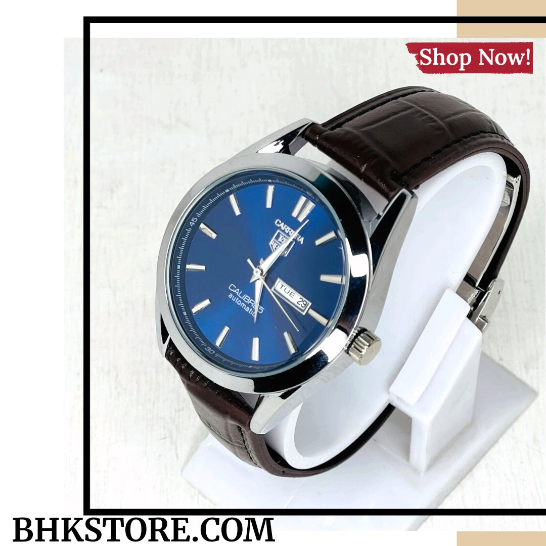 TAG Heuer Calibre5 Brwon Strap With Blue Dial