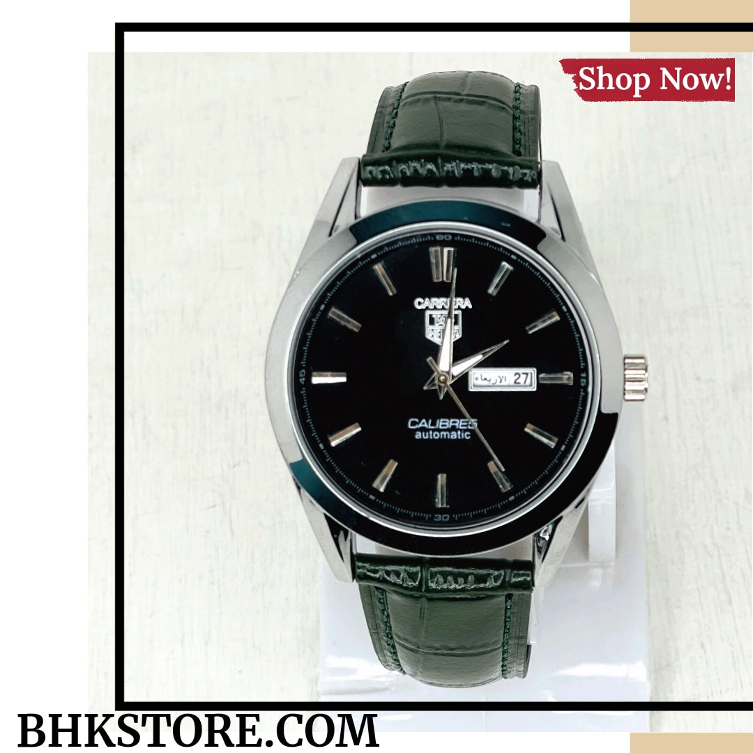 TAG Heuer Calibre5 Green Strap With Black Dial