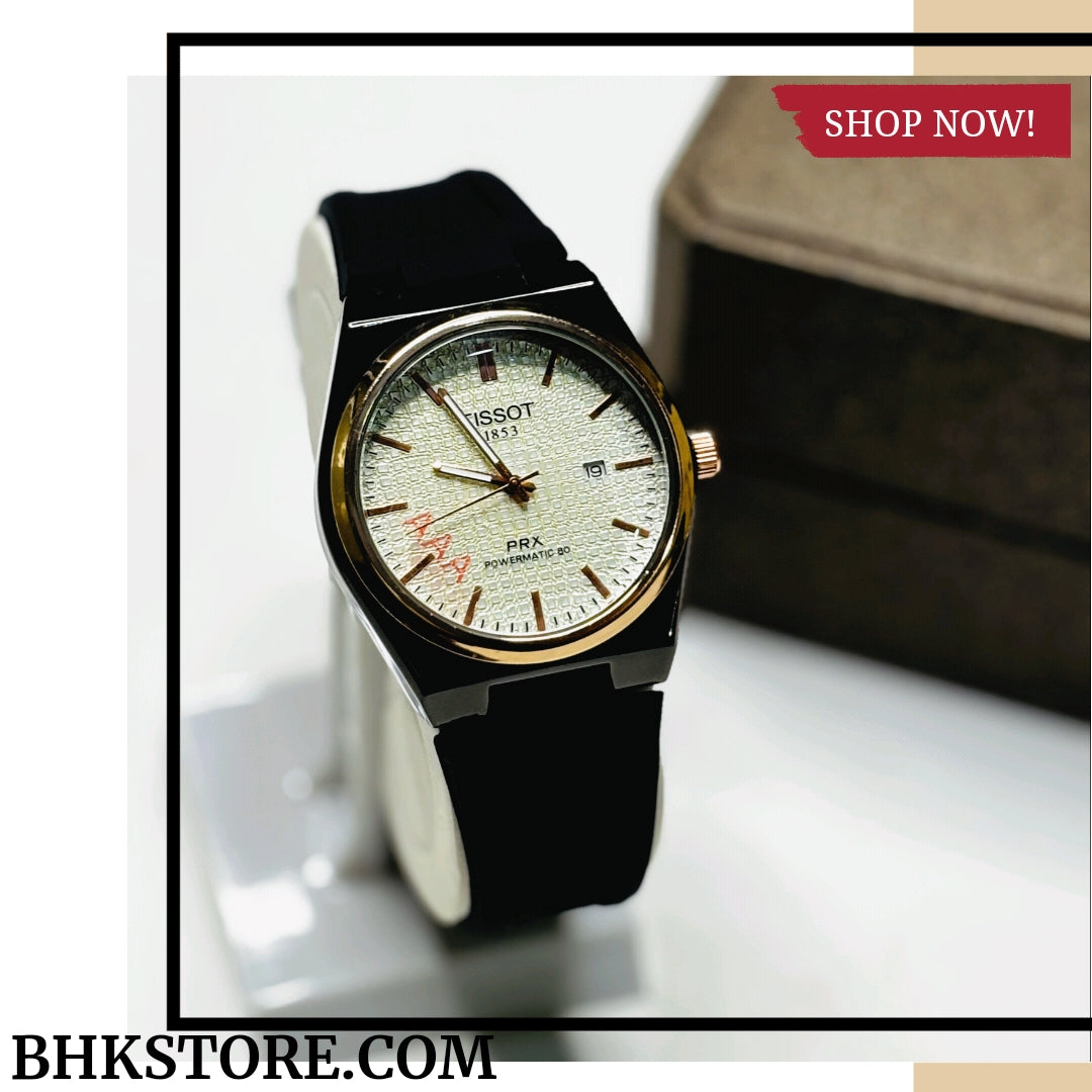 Tissot Men's Swiss Automatic Prx Rubber Strap Watch