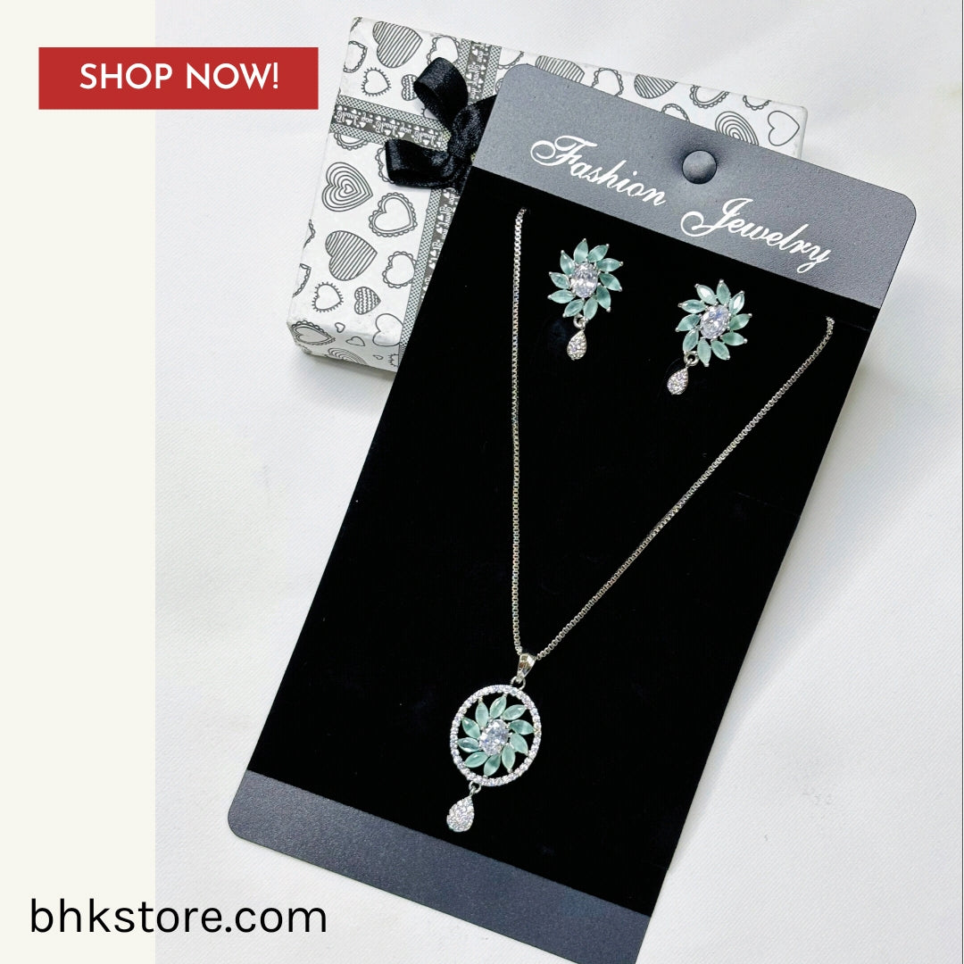 Pendant necklace set and matching earrings