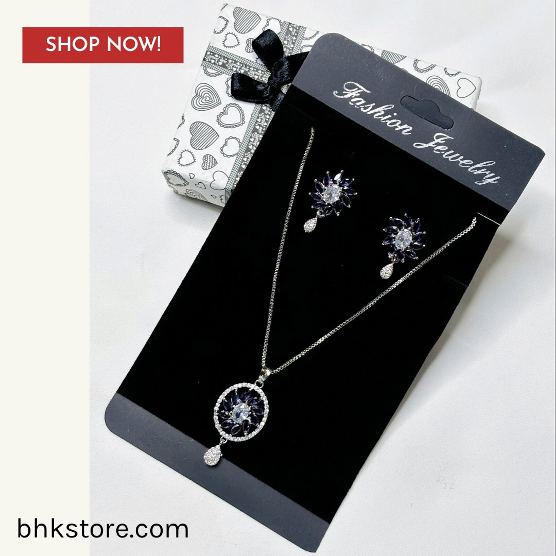 Pendant necklace set and matching earrings