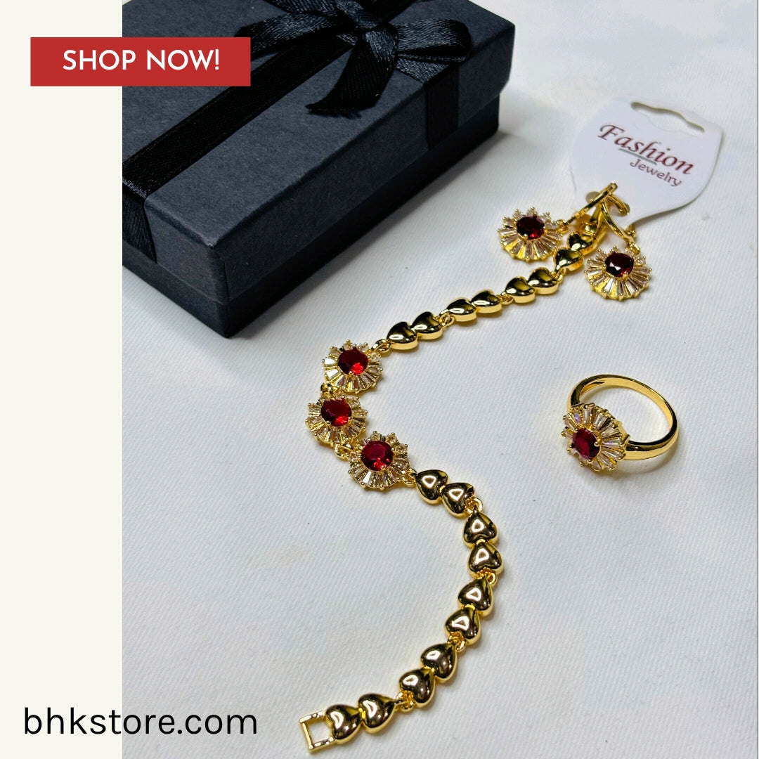 3 Pieces of heart-link bracelet